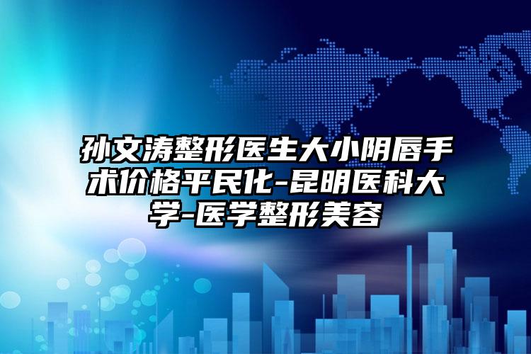 孙文涛整形医生大小阴唇手术价格平民化-昆明医科大学-医学整形美容