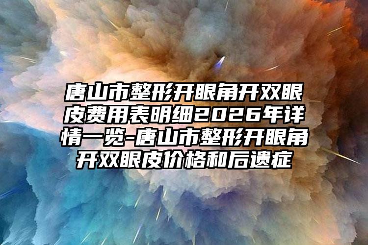 唐山市整形开眼角开双眼皮费用表明细2026年详情一览-唐山市整形开眼角开双眼皮价格和后遗症
