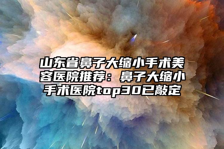 山东省鼻子大缩小手术美容医院推荐:鼻子大缩小手术医院top30已敲定